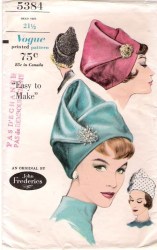 5384 1961 VOG FREDERICS DRAPED TOQUE HAT PATTERN 22''
